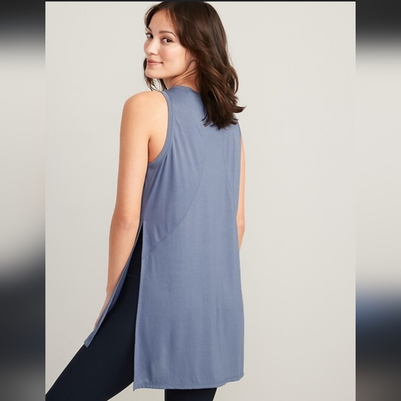 Old Navy Sleeveless UtraLite Hi-Lo Tunic T-Shirt In Blue Dusk - Picture 2 of 10